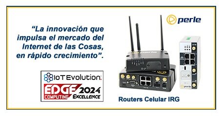 Insignia de excelencia en Edge Computing de IoT Evolution del año 2024 junto a los routers celulares IRG