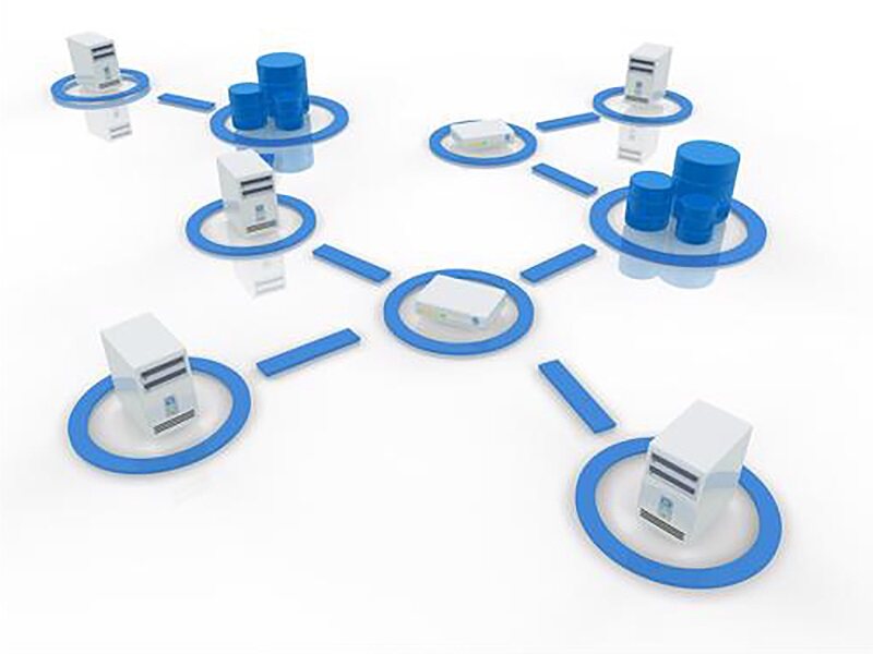 Los routers conectan una red de servidores y pilas de servidores.