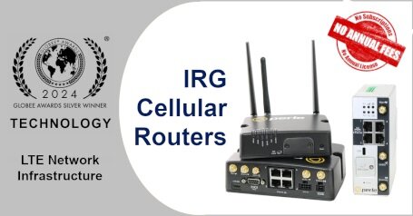 Logotipo del Premio Globee® para la Infraestructura de Red LTE con routers IRG 7000 y 5500 para conectividad periférica de clase empresarial