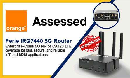 Logo naranja evaluado con IRG7440 router 5G